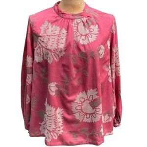 Anthropologie Payal Pratap Embroidered Floral Blouse Sz‎ 4 Rust Long Sleeve Boho